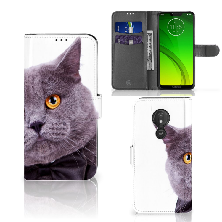 Motorola Moto G7 Power Telefoonhoesje met Pasjes Kat