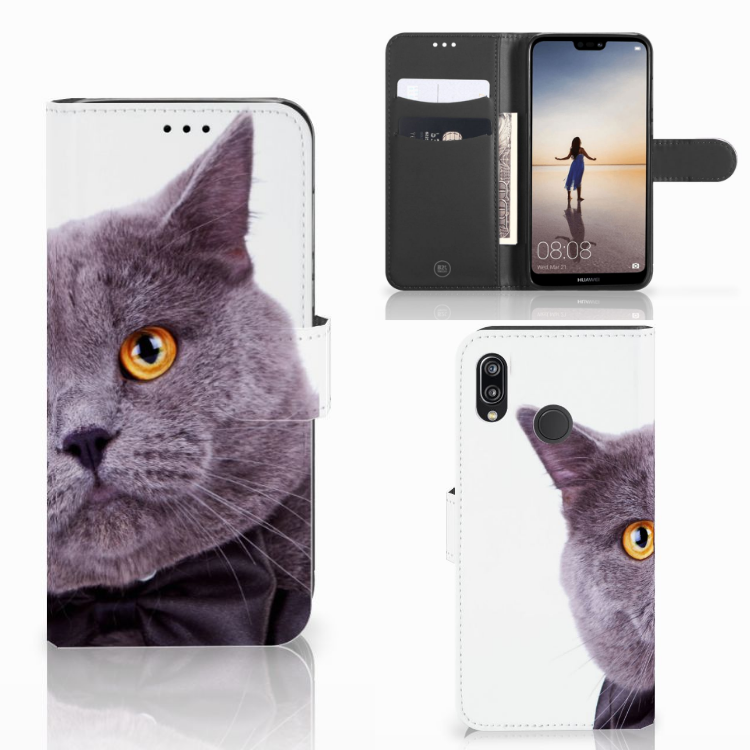 Huawei P20 Lite Telefoonhoesje met Pasjes Kat
