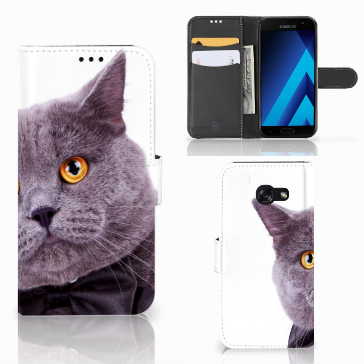 Samsung Galaxy A5 2017 Telefoonhoesje met Pasjes Kat