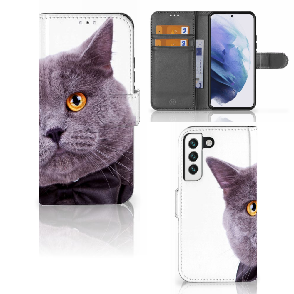 Samsung Galaxy S22 Telefoonhoesje met Pasjes Kat