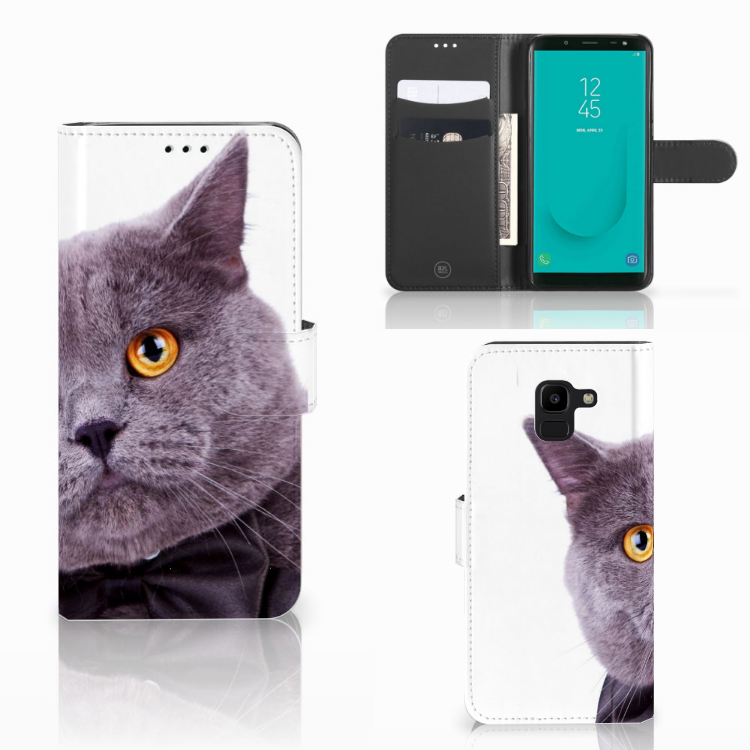 Samsung Galaxy J6 2018 Telefoonhoesje met Pasjes Kat