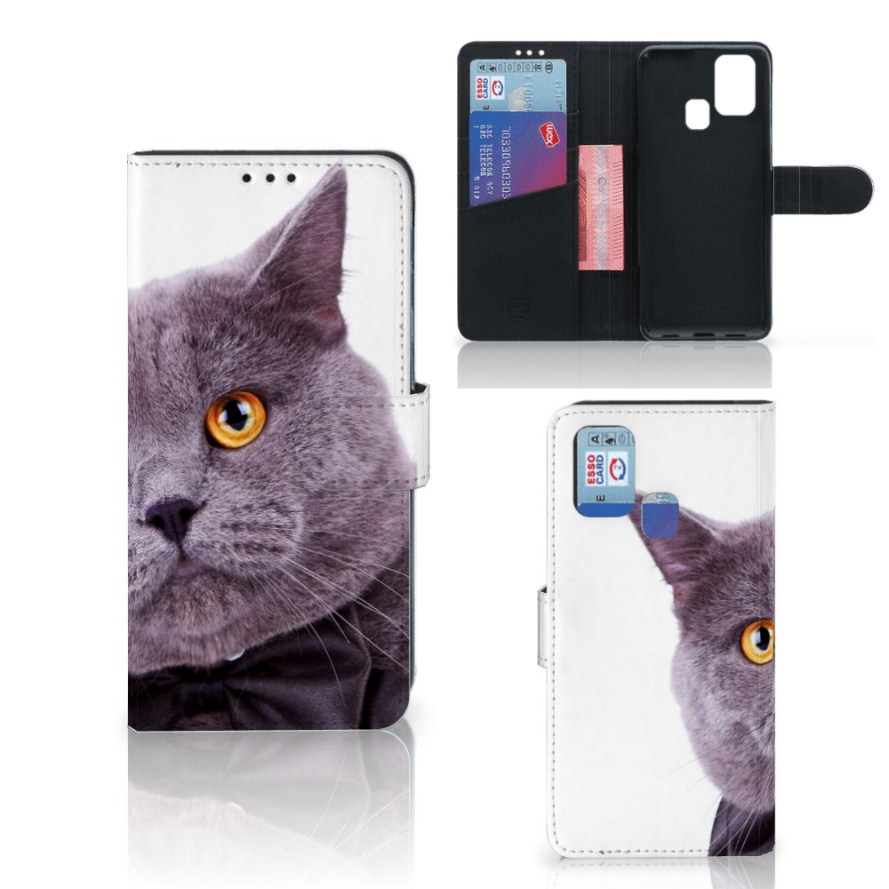 Samsung Galaxy M31 Telefoonhoesje met Pasjes Kat