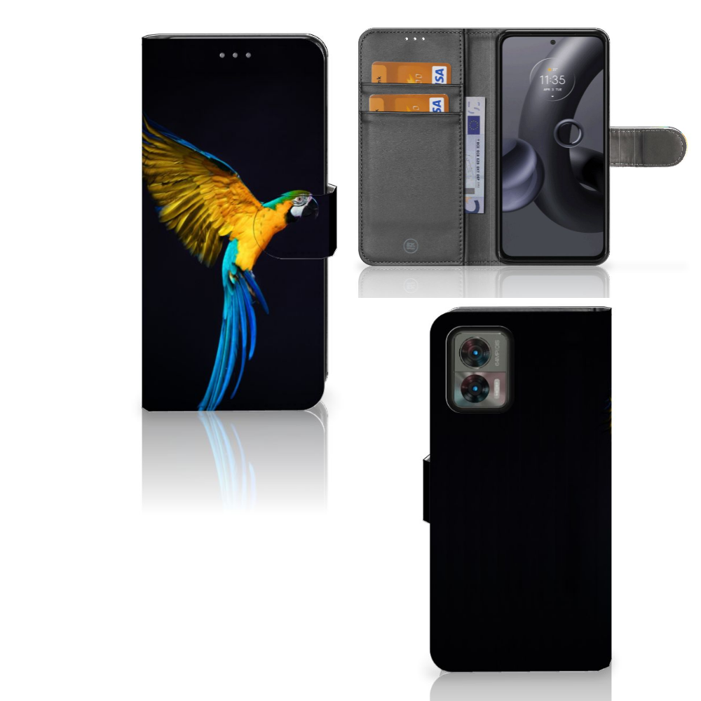 Motorola Edge 30 Neo Telefoonhoesje met Pasjes Papegaai