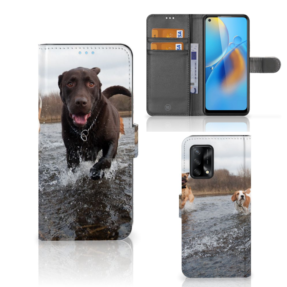 OPPO A74 4G Telefoonhoesje met Pasjes Honden Labrador