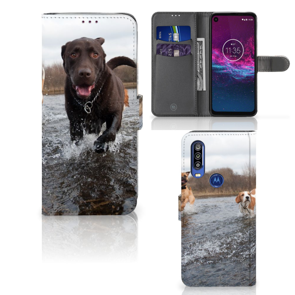 Motorola One Action Telefoonhoesje met Pasjes Honden Labrador