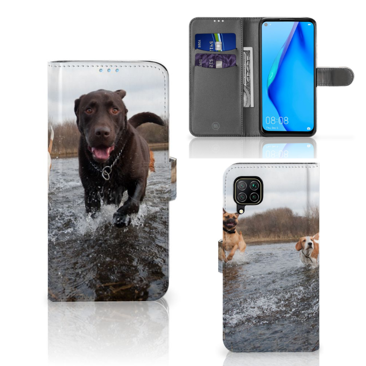 Huawei P40 Lite Telefoonhoesje met Pasjes Honden Labrador