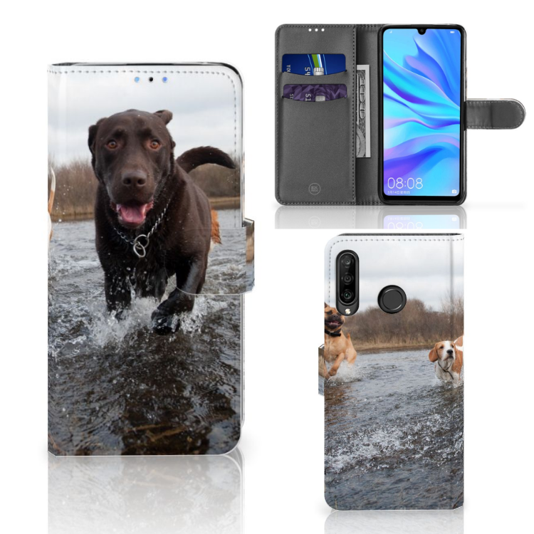 Huawei P30 Lite (2020) Telefoonhoesje met Pasjes Honden Labrador