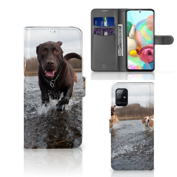 Samsung Galaxy A71 Telefoonhoesje met Pasjes Honden Labrador