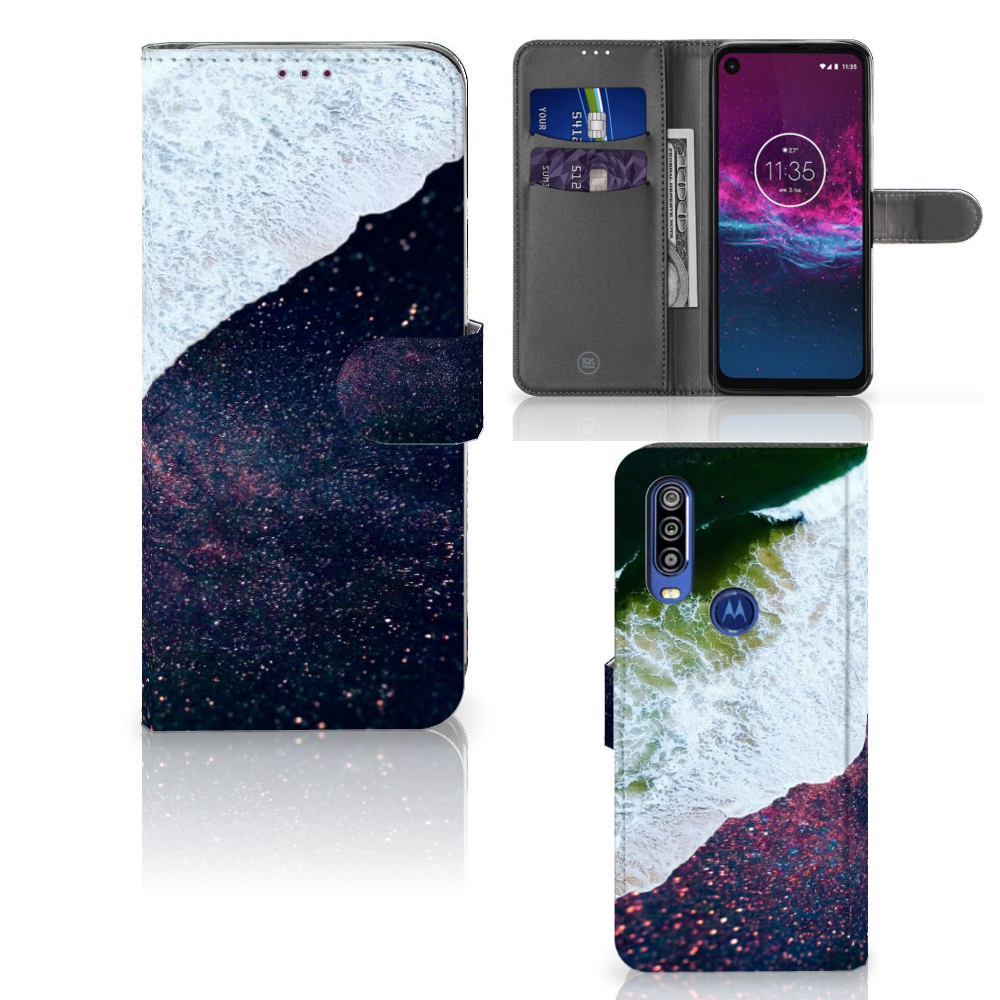 Motorola One Action Book Case Sea in Space