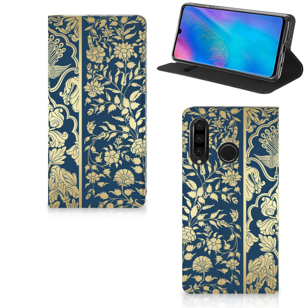 Huawei P30 Lite New Edition Smart Cover Beige Flowers