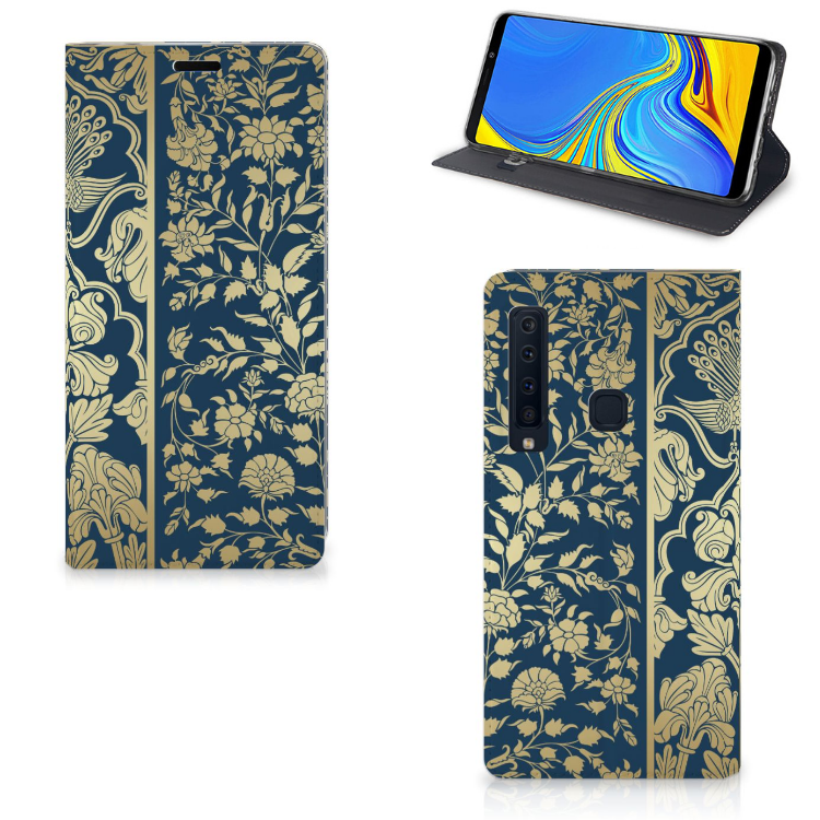 Samsung Galaxy A9 (2018) Uniek Standcase Hoesje Golden Flowers