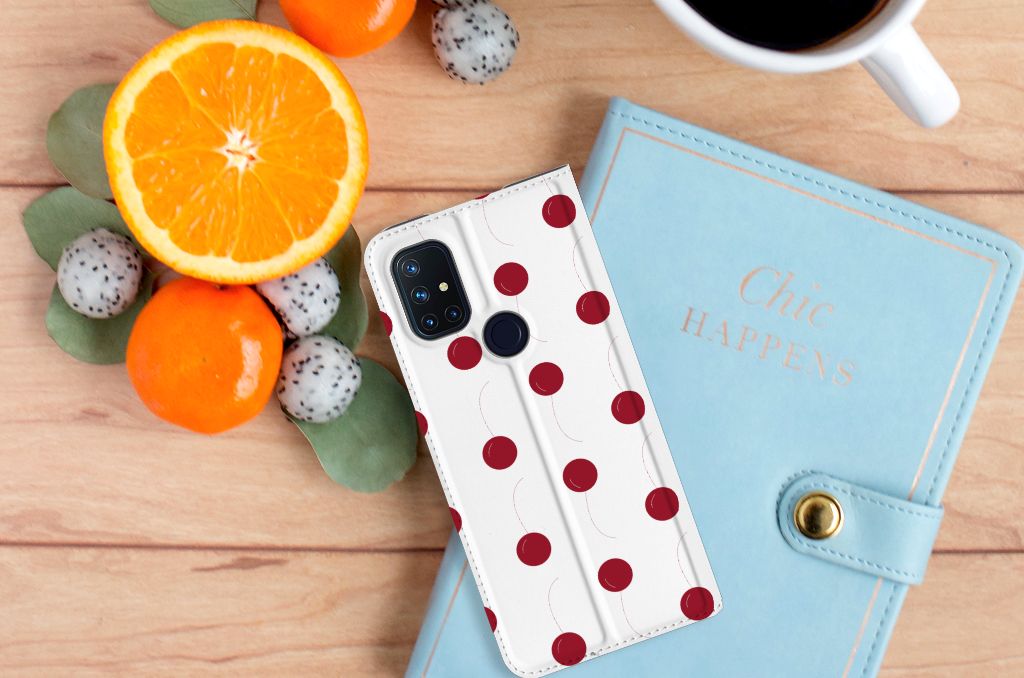 OnePlus Nord N10 5G Flip Style Cover Cherries