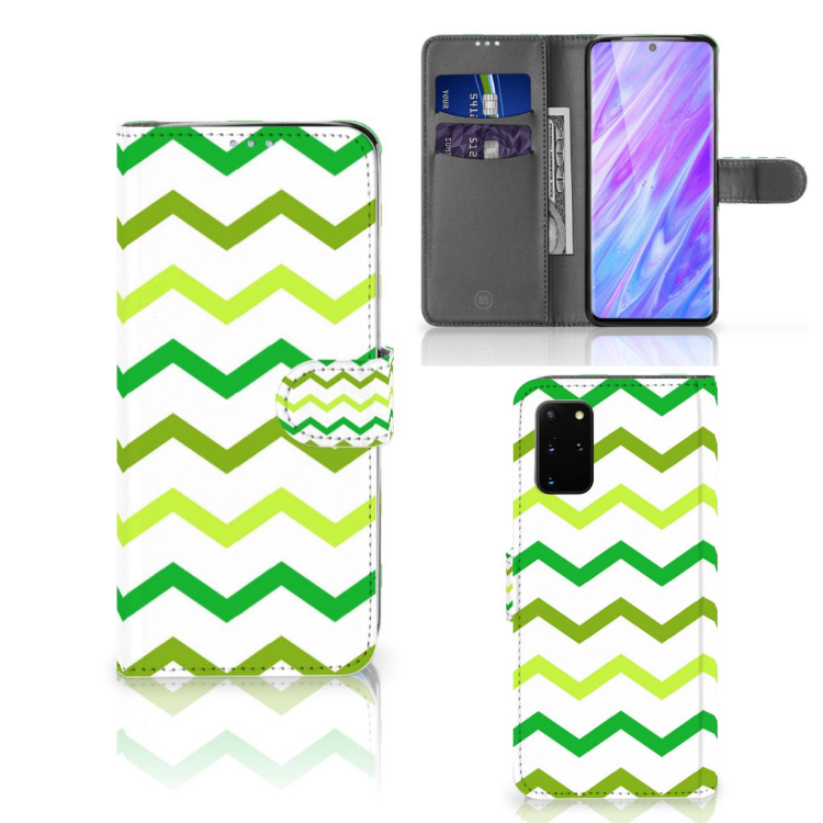 Samsung Galaxy S20 Plus Telefoon Hoesje Zigzag Groen