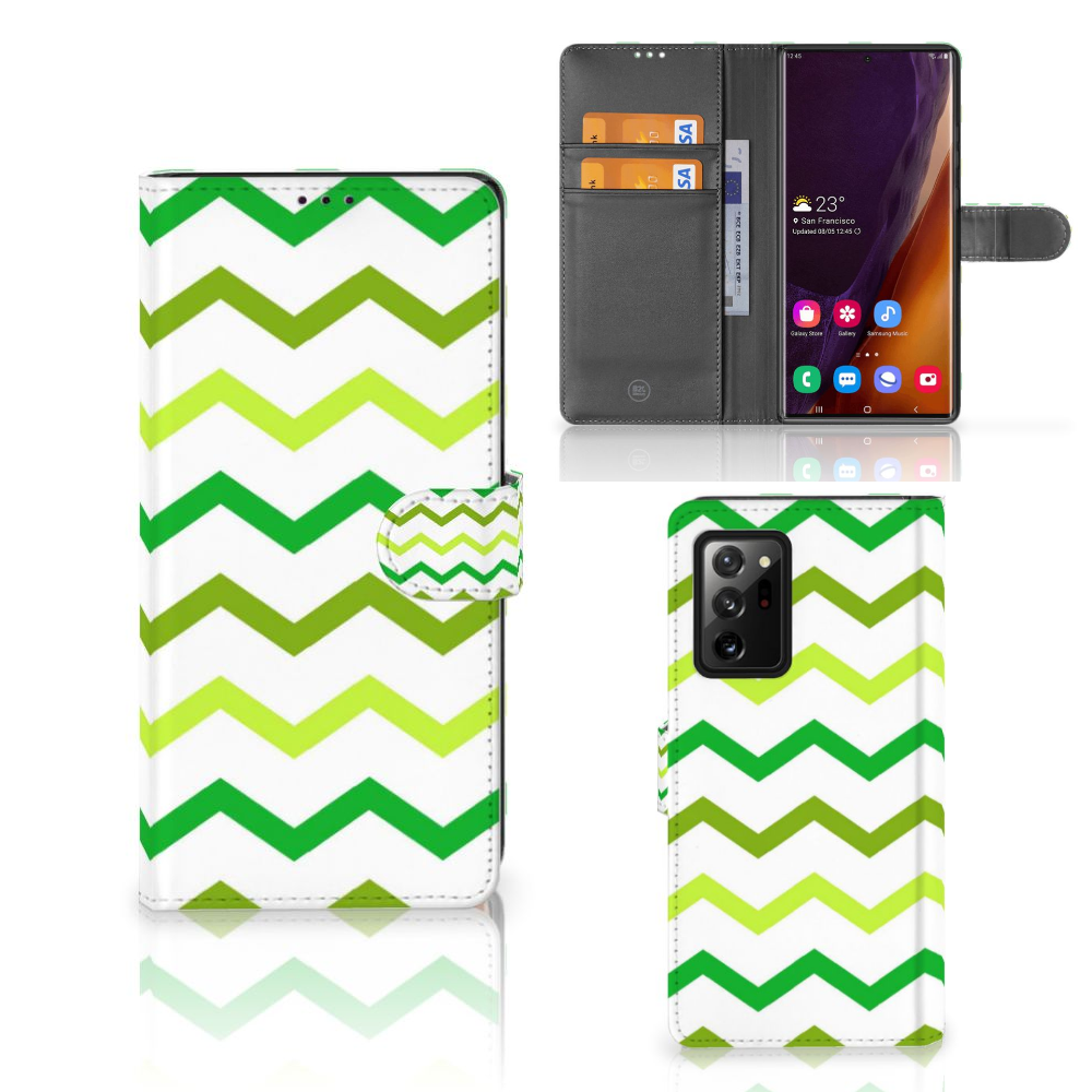 Samsung Galaxy Note20 Ultra Telefoon Hoesje Zigzag Groen