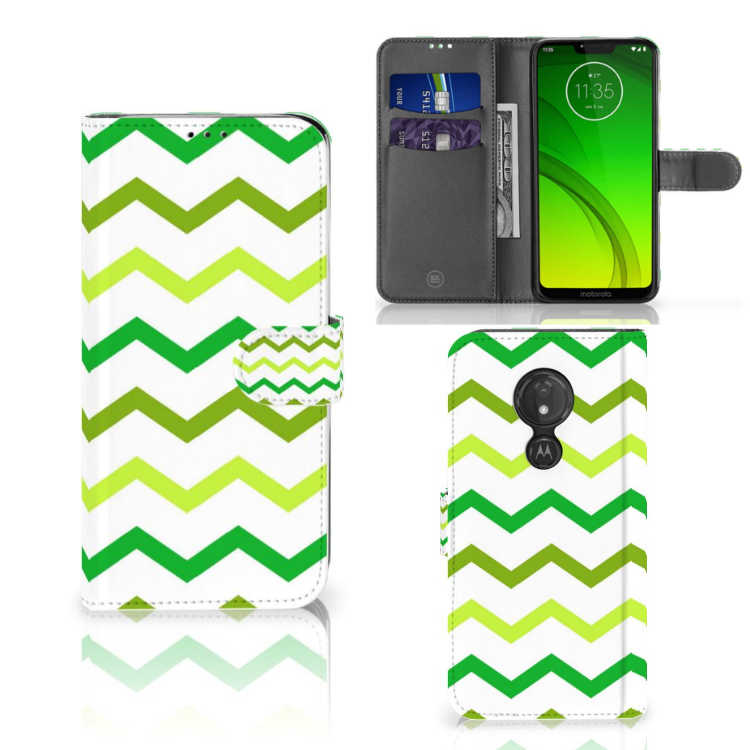 Motorola Moto G7 Power Telefoon Hoesje Zigzag Groen