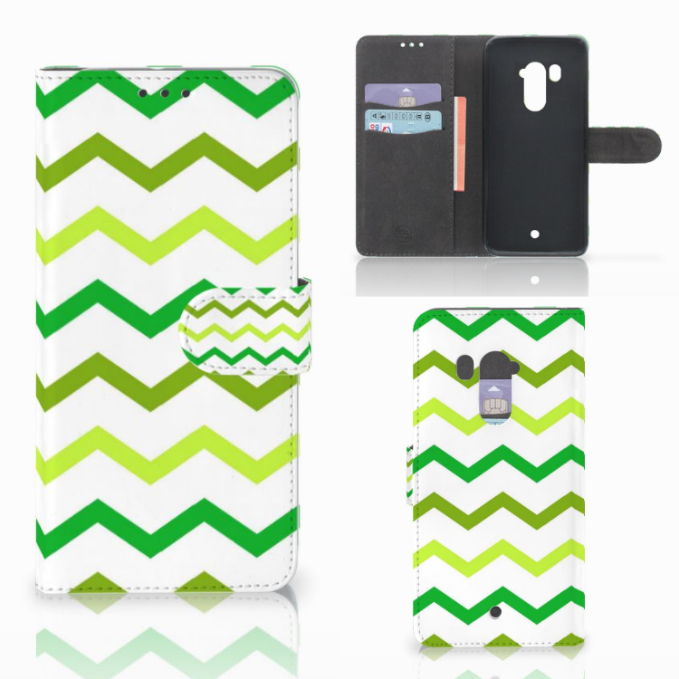 HTC U11 Plus Telefoon Hoesje Zigzag Groen