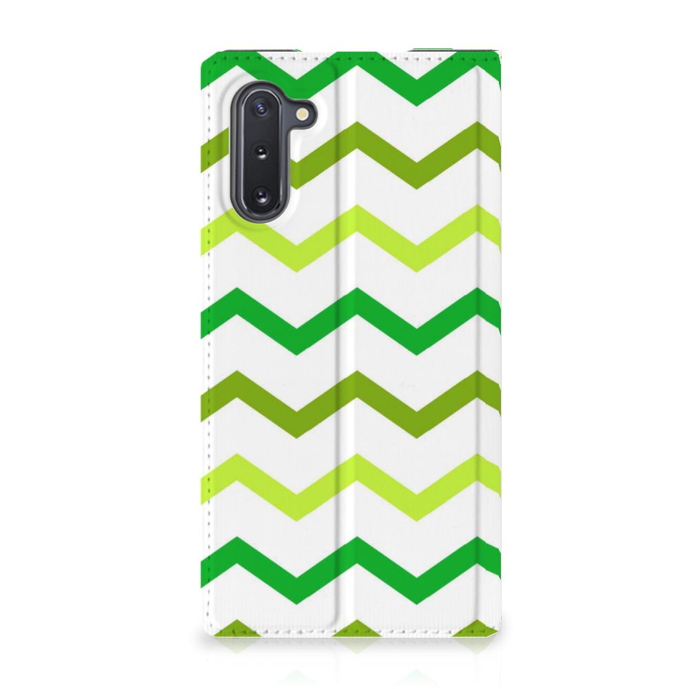 Samsung Galaxy Note 10 Hoesje met Magneet Zigzag Groen