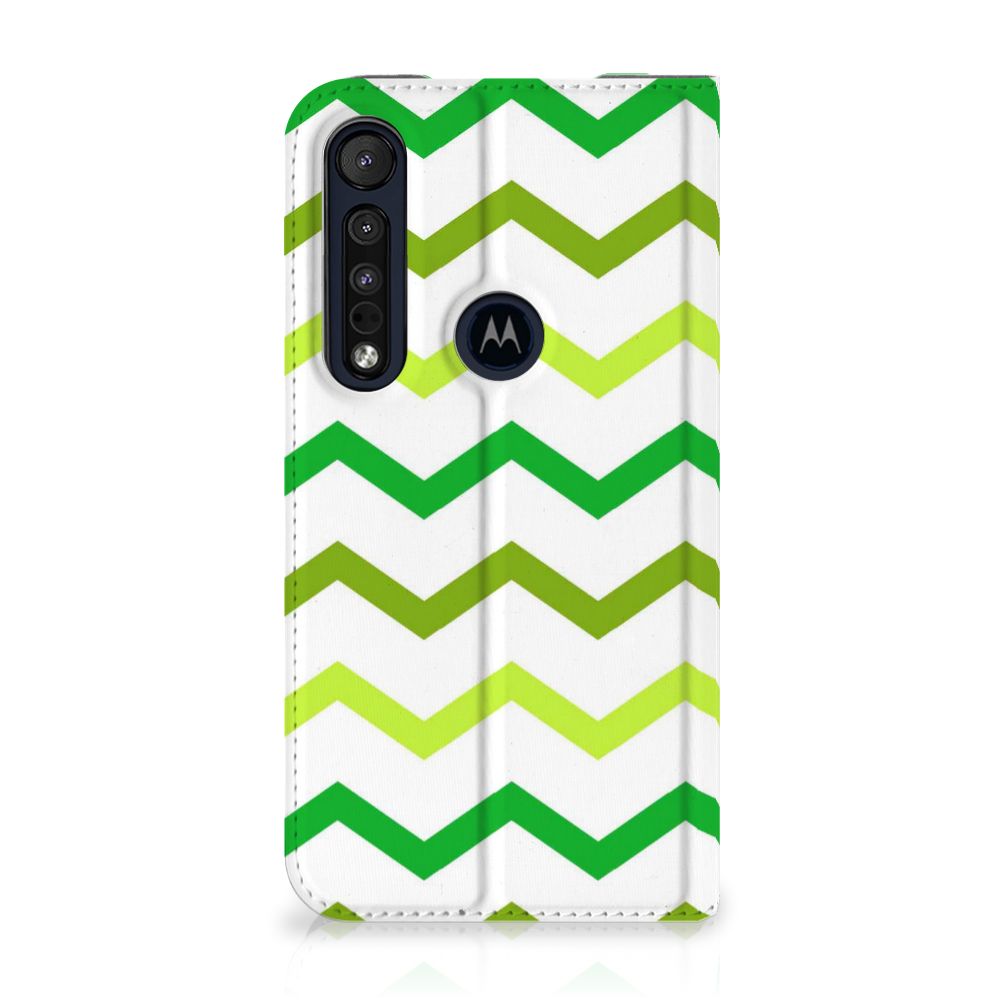 Motorola G8 Plus Hoesje met Magneet Zigzag Groen