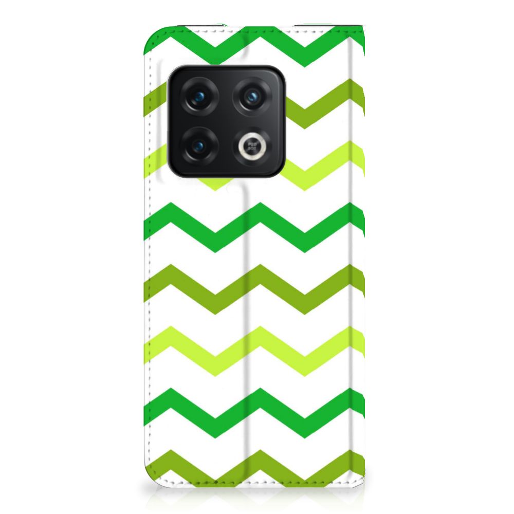OnePlus 10 Pro Hoesje met Magneet Zigzag Groen