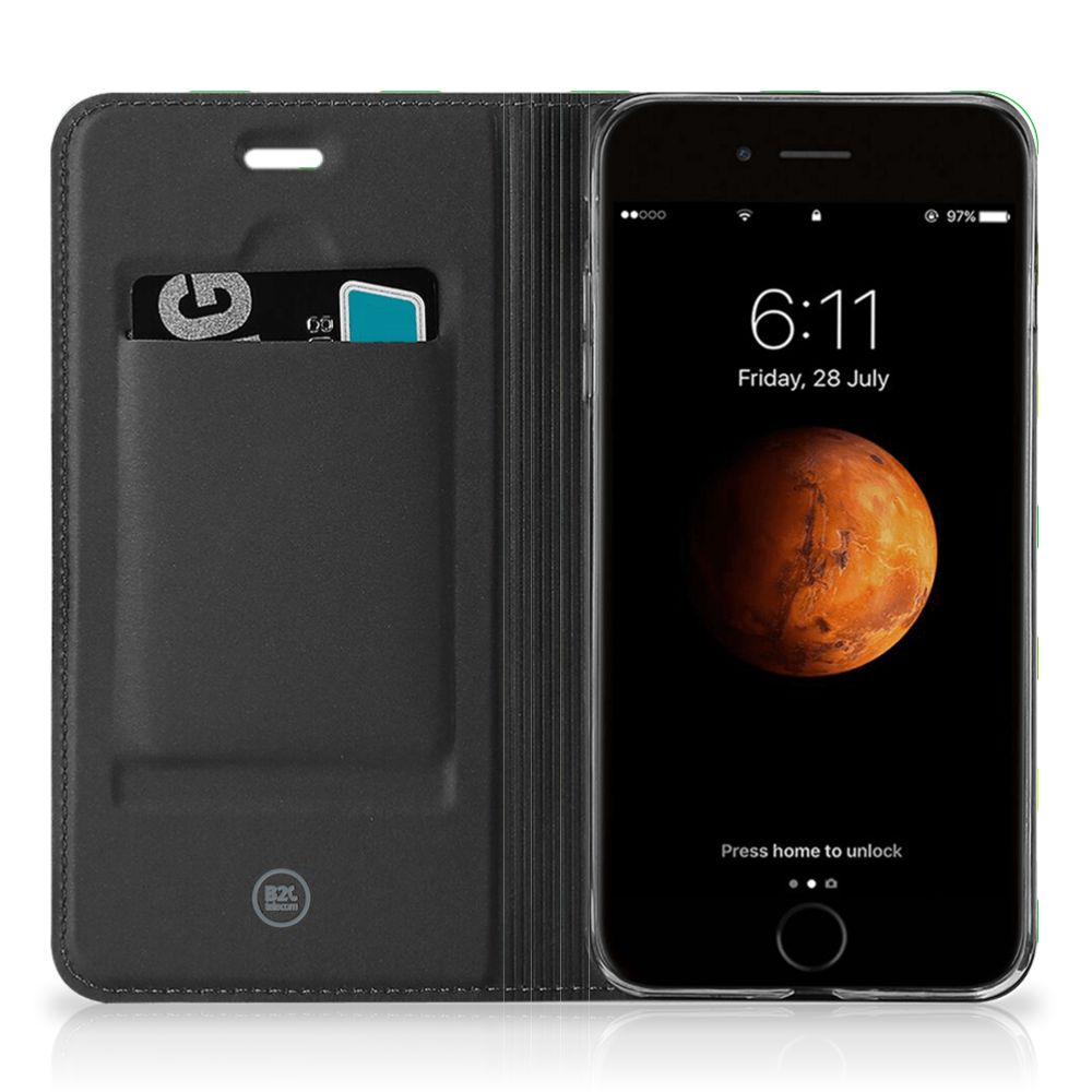 Apple iPhone 7 Plus | 8 Plus Hoesje met Magneet Zigzag Groen