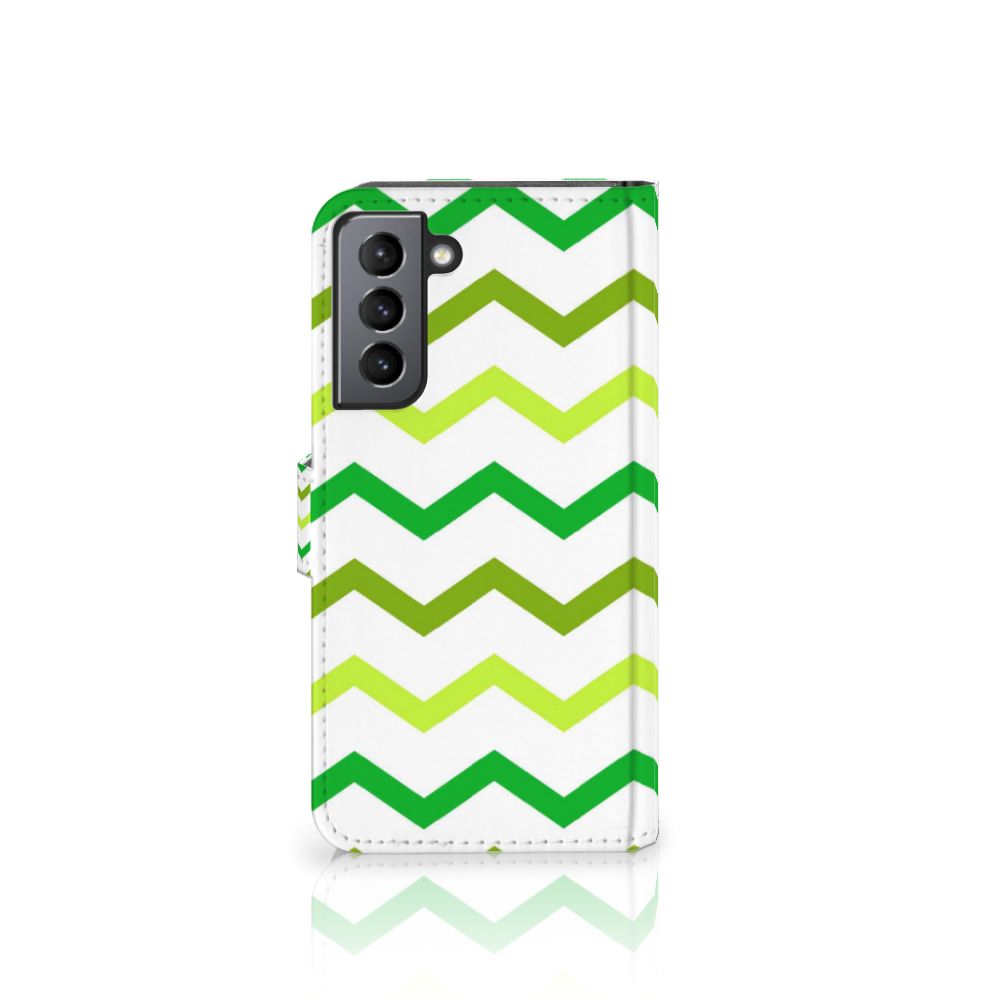 Samsung Galaxy S21 FE Telefoon Hoesje Zigzag Groen