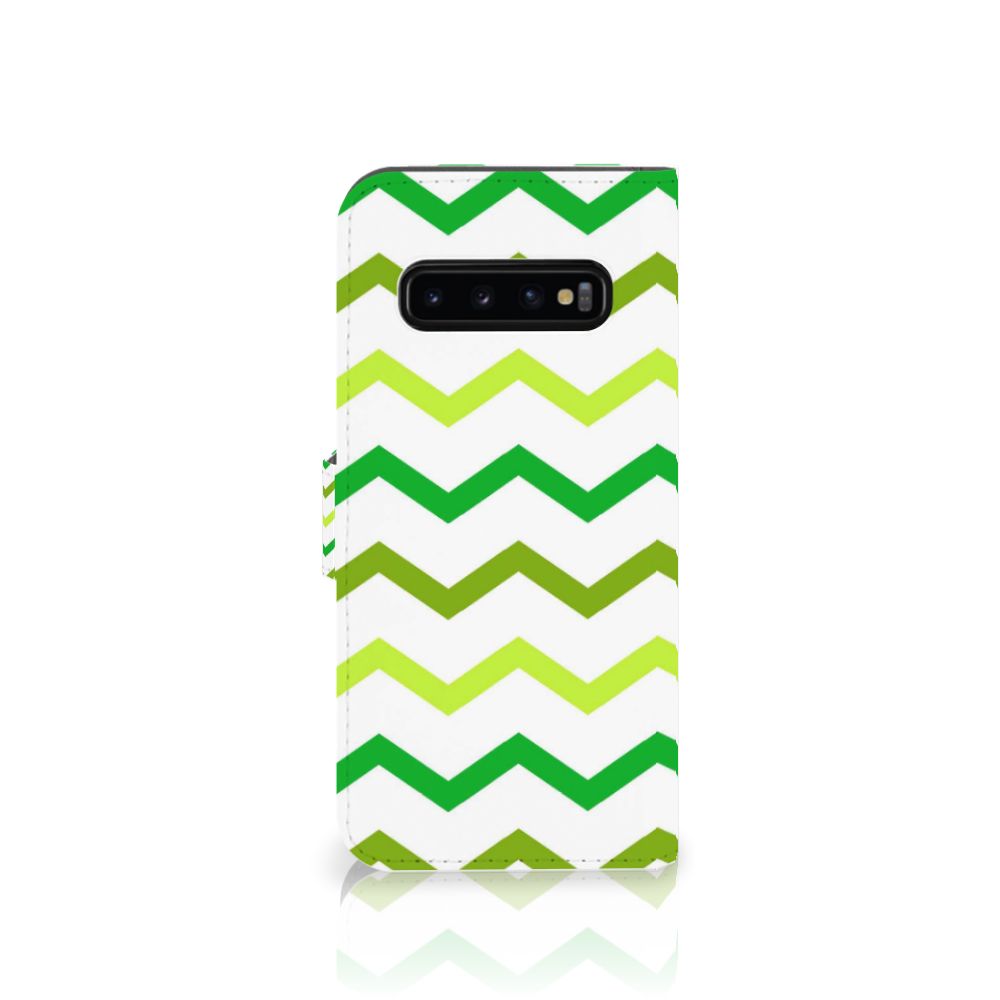 Samsung Galaxy S10 Plus Telefoon Hoesje Zigzag Groen