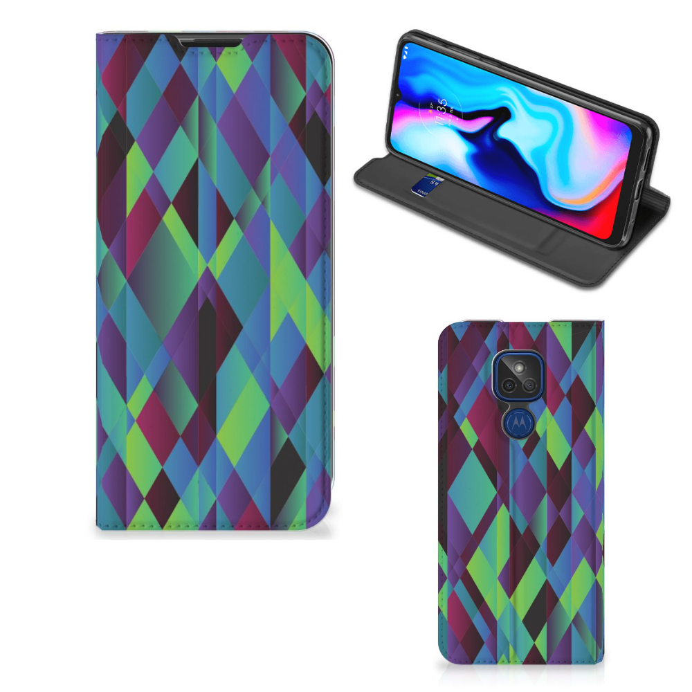 Motorola Moto G9 Play Stand Case Abstract Green Blue