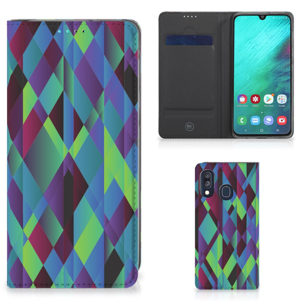 Samsung Galaxy A40 Stand Case Abstract Green Blue