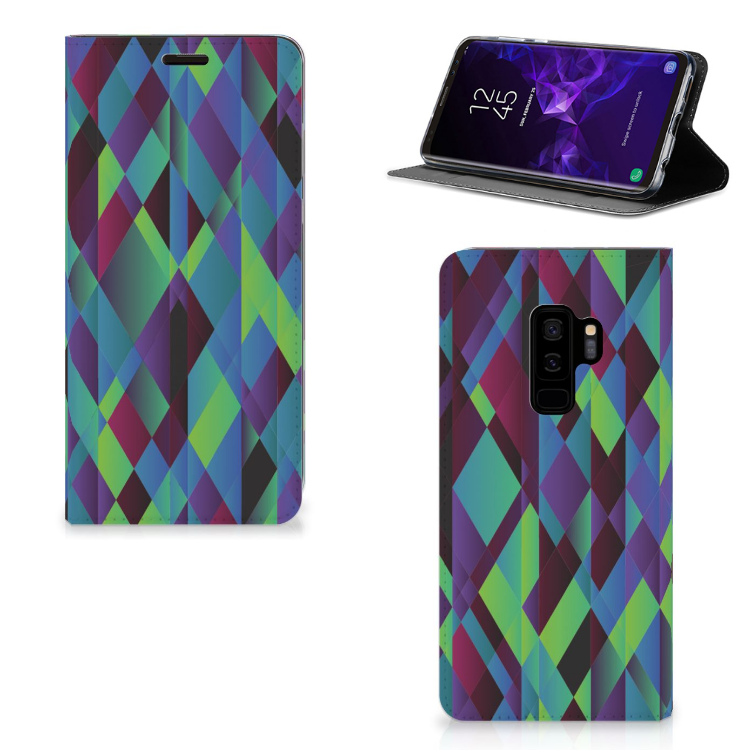 Samsung Galaxy S9 Plus Stand Case Abstract Green Blue