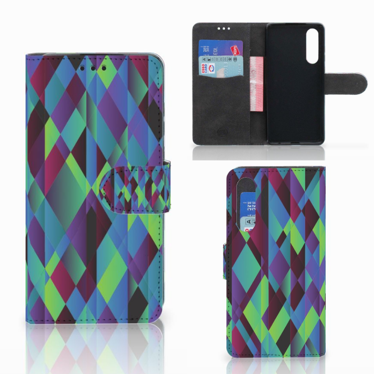 Huawei P30 Book Case Abstract Green Blue