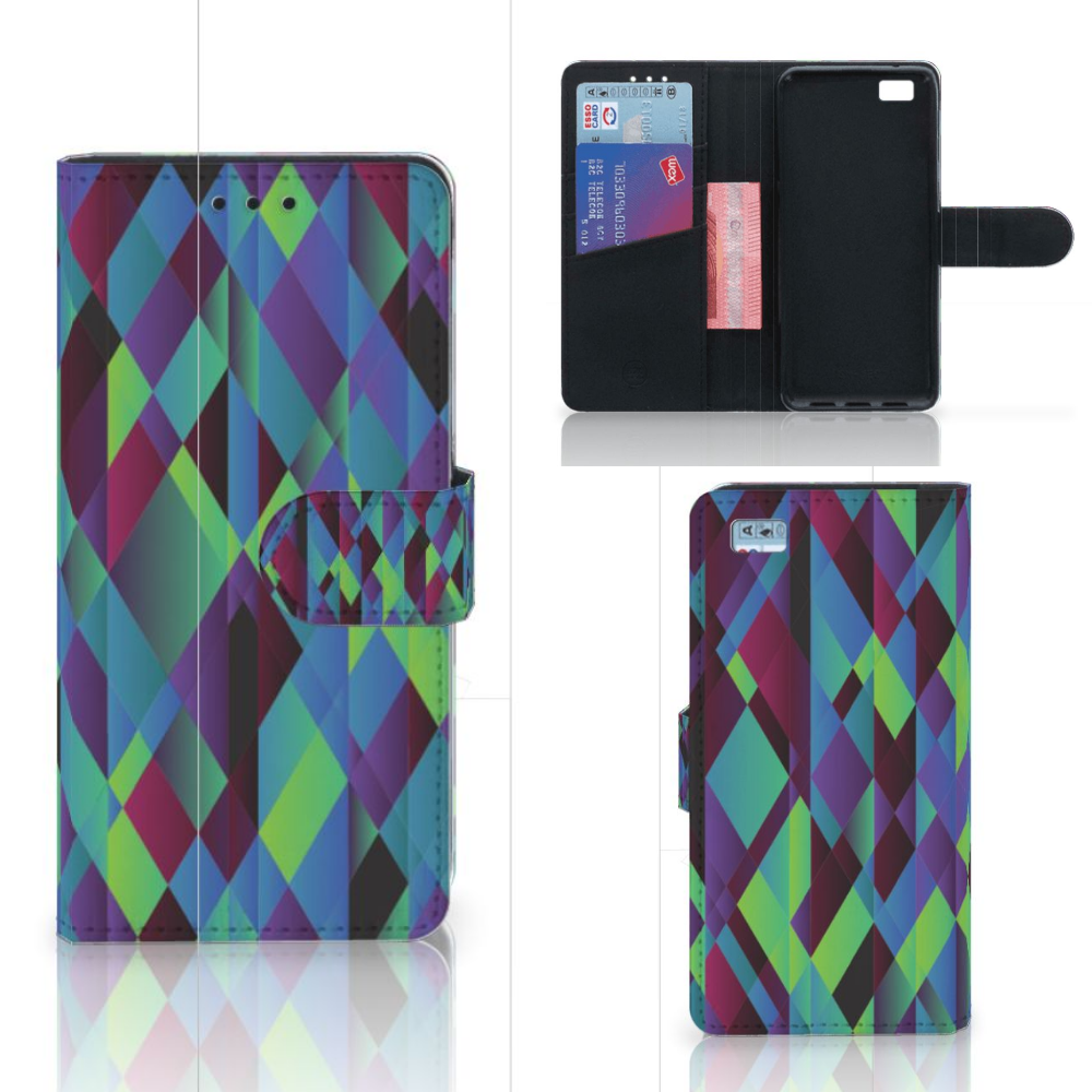 Huawei Ascend P8 Lite Book Case Abstract Green Blue