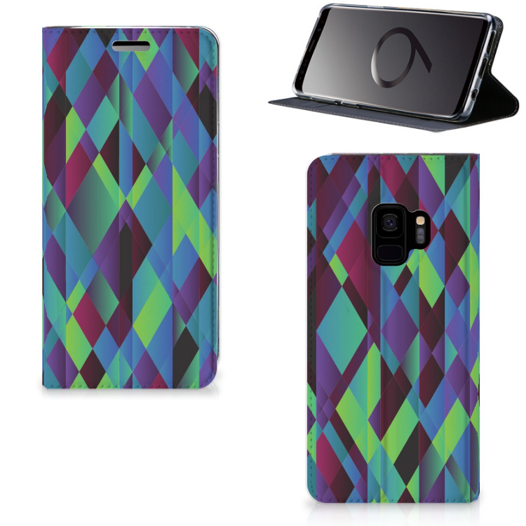 Samsung Galaxy S9 Standcase Hoesje Design Abstract Green Blue