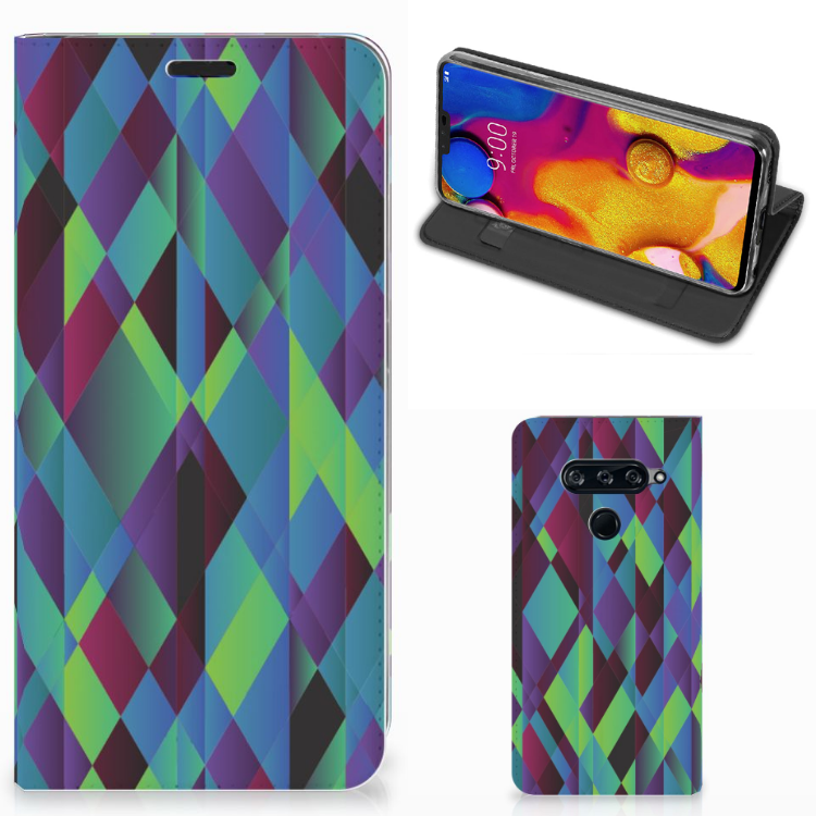 LG V40 Thinq Stand Case Abstract Green Blue