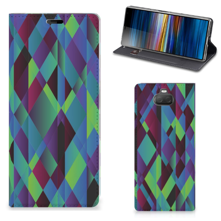 Sony Xperia 10 Plus Stand Case Abstract Green Blue