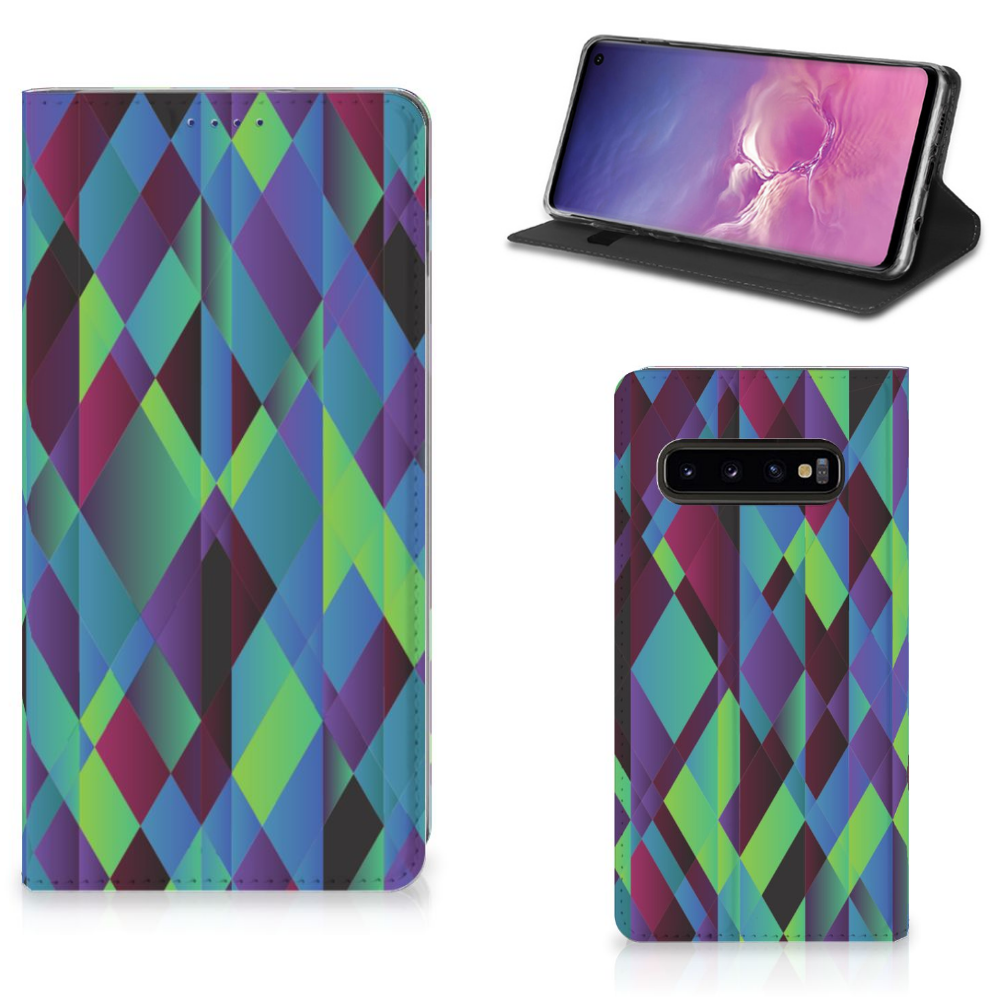 Samsung Galaxy S10 Stand Case Abstract Green Blue