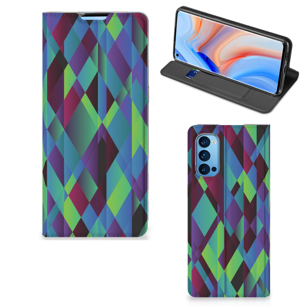 OPPO Reno4 Pro 5G Stand Case Abstract Green Blue