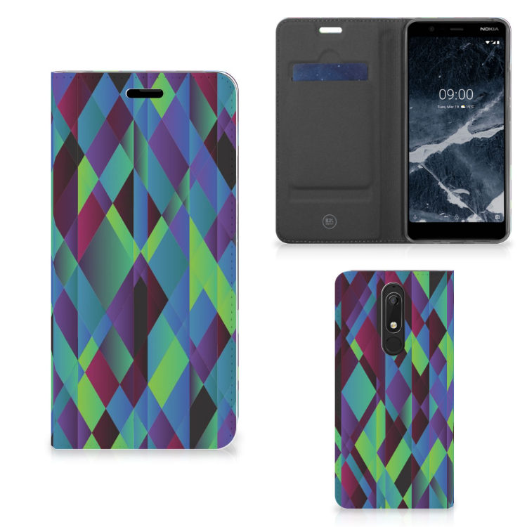 Nokia 5.1 (2018) Stand Case Abstract Green Blue