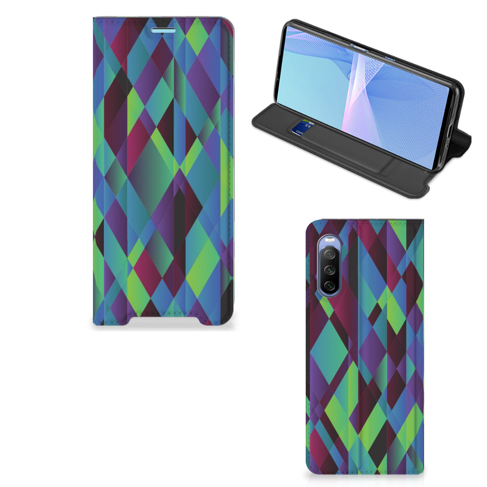Sony Xperia 10 III Stand Case Abstract Green Blue