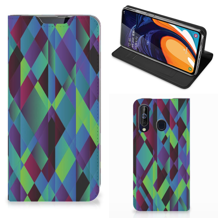 Samsung Galaxy A60 Stand Case Abstract Green Blue
