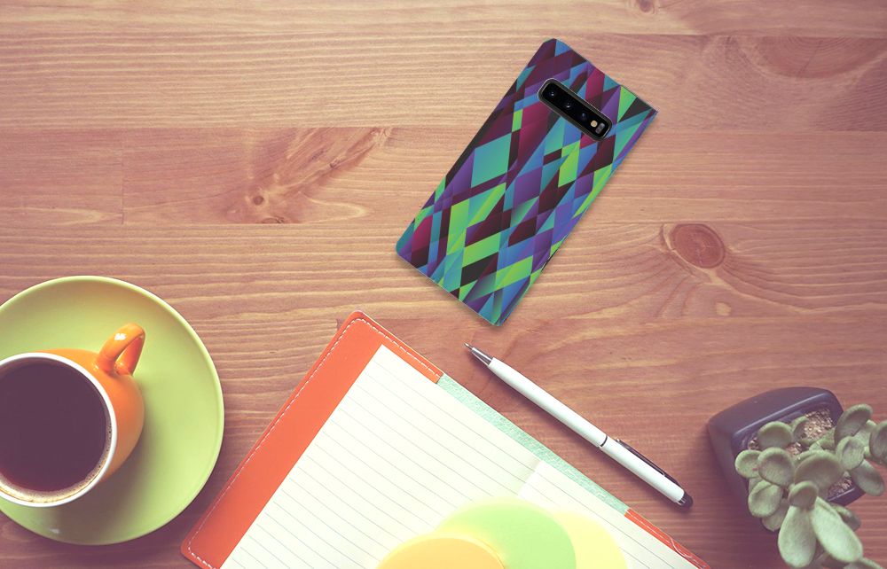 Samsung Galaxy S10 Plus Stand Case Abstract Green Blue