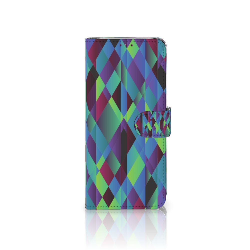 Motorola One Action Book Case Abstract Green Blue