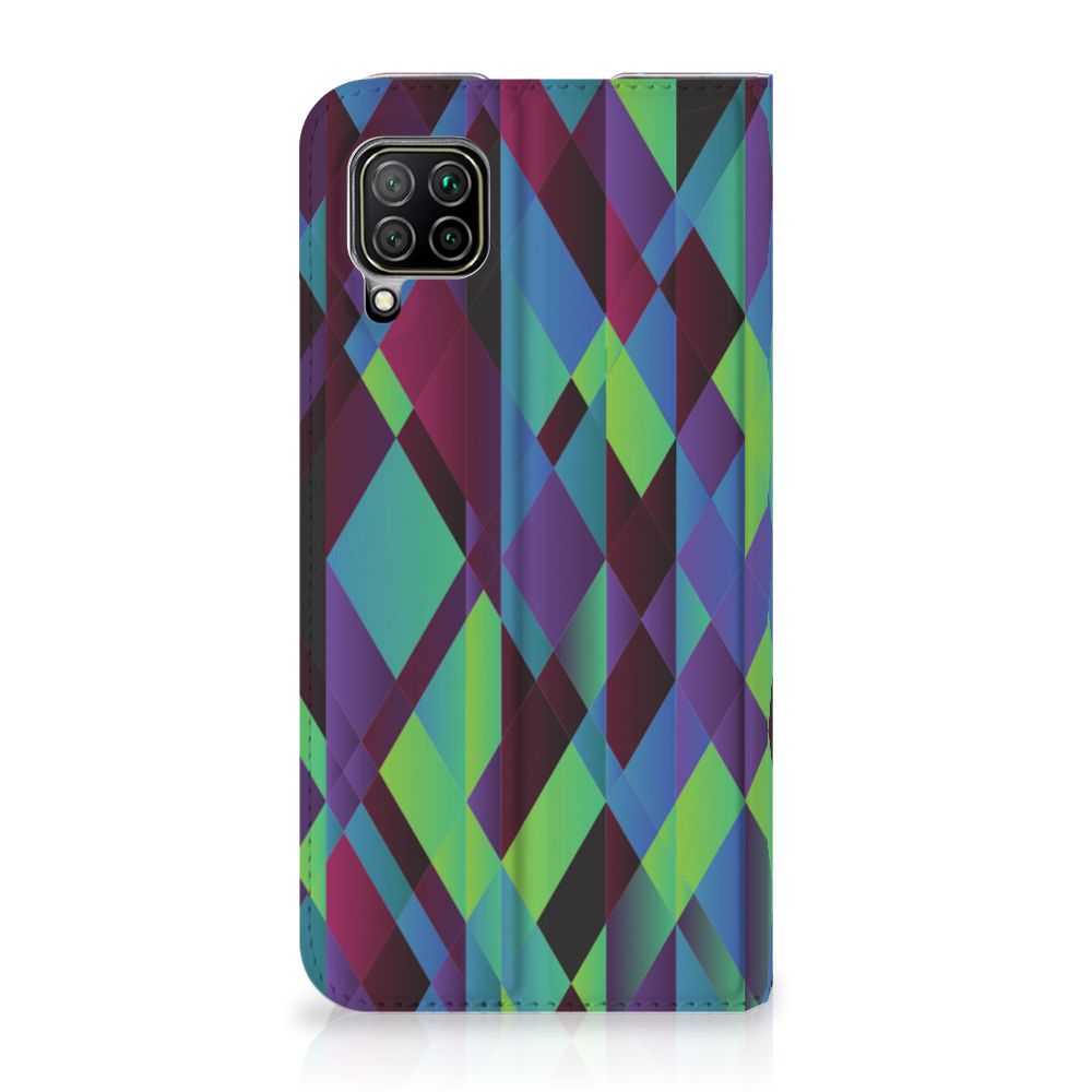 Huawei P40 Lite Stand Case Abstract Green Blue