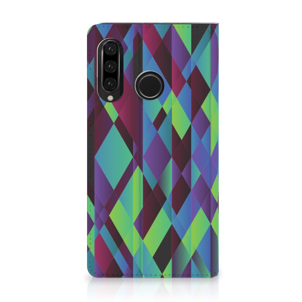 Huawei P30 Lite New Edition Stand Case Abstract Green Blue
