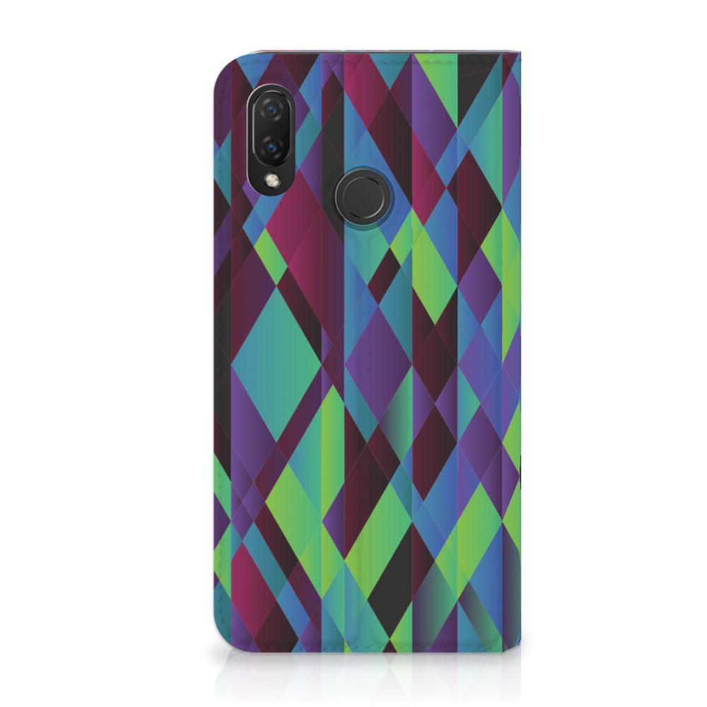 Huawei P Smart Plus Stand Case Abstract Green Blue