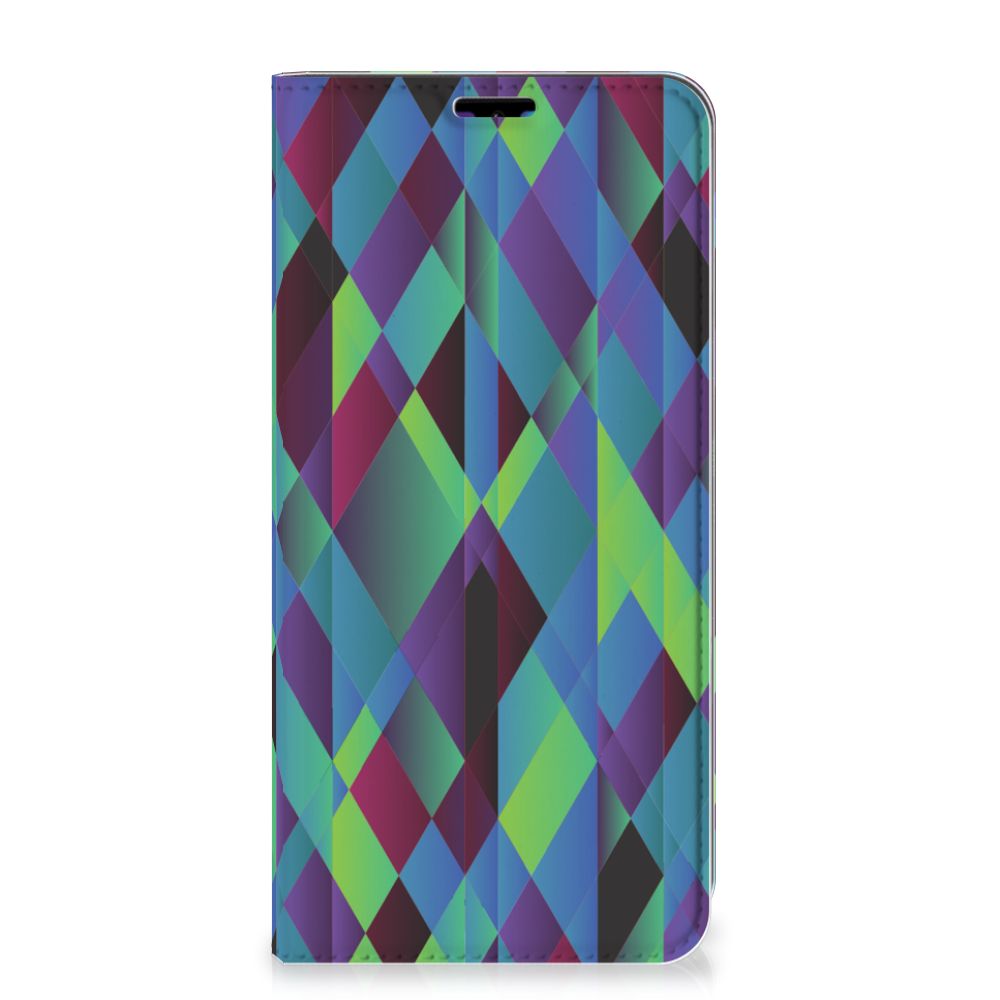 Huawei Y7 hoesje Y7 Pro (2019) Stand Case Abstract Green Blue
