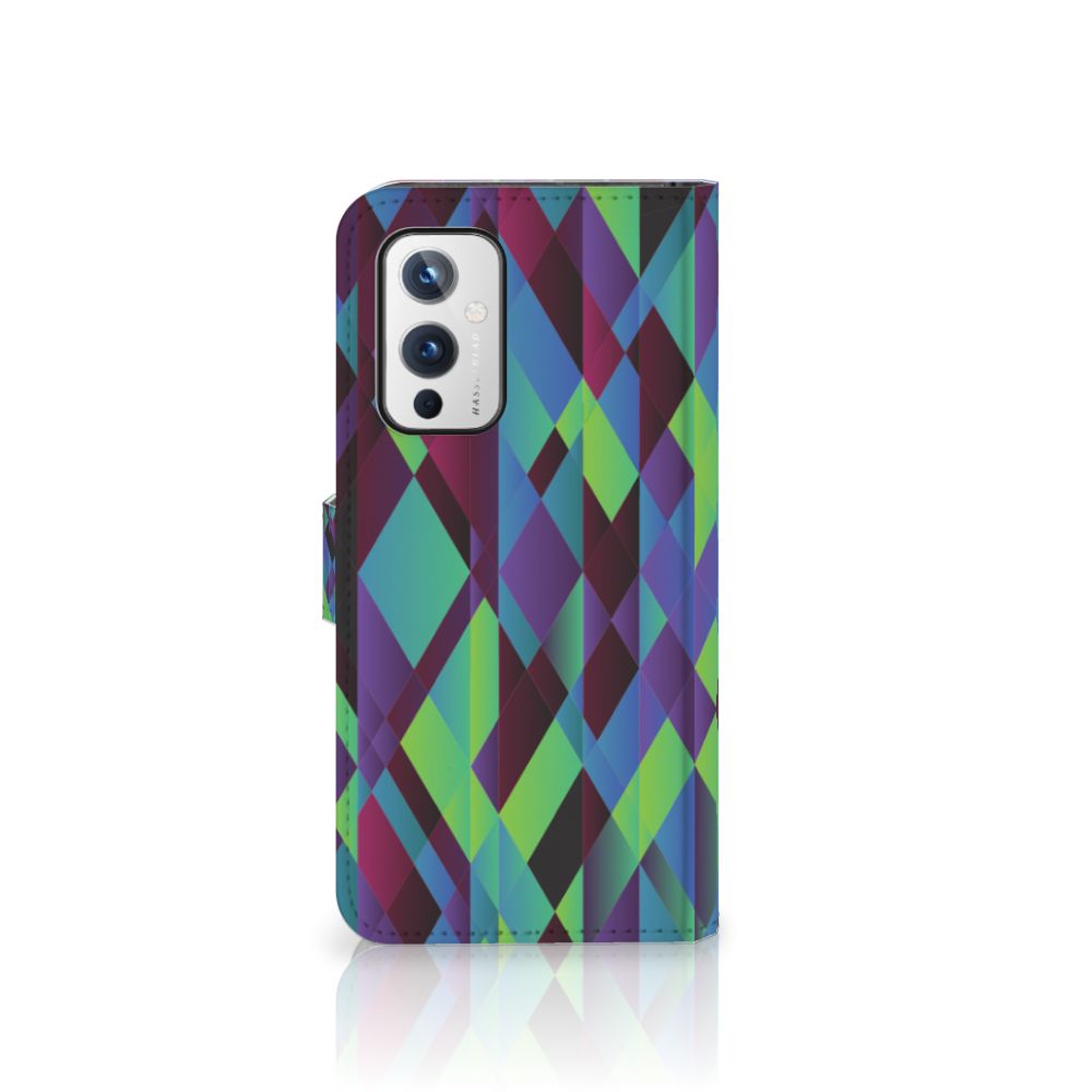 OnePlus 9 Book Case Abstract Green Blue