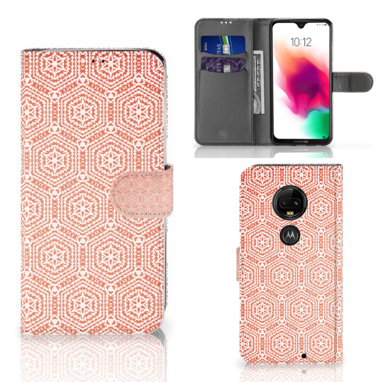 Motorola Moto G7 | G7 Plus Uniek Boekhoesje Pattern Orange
