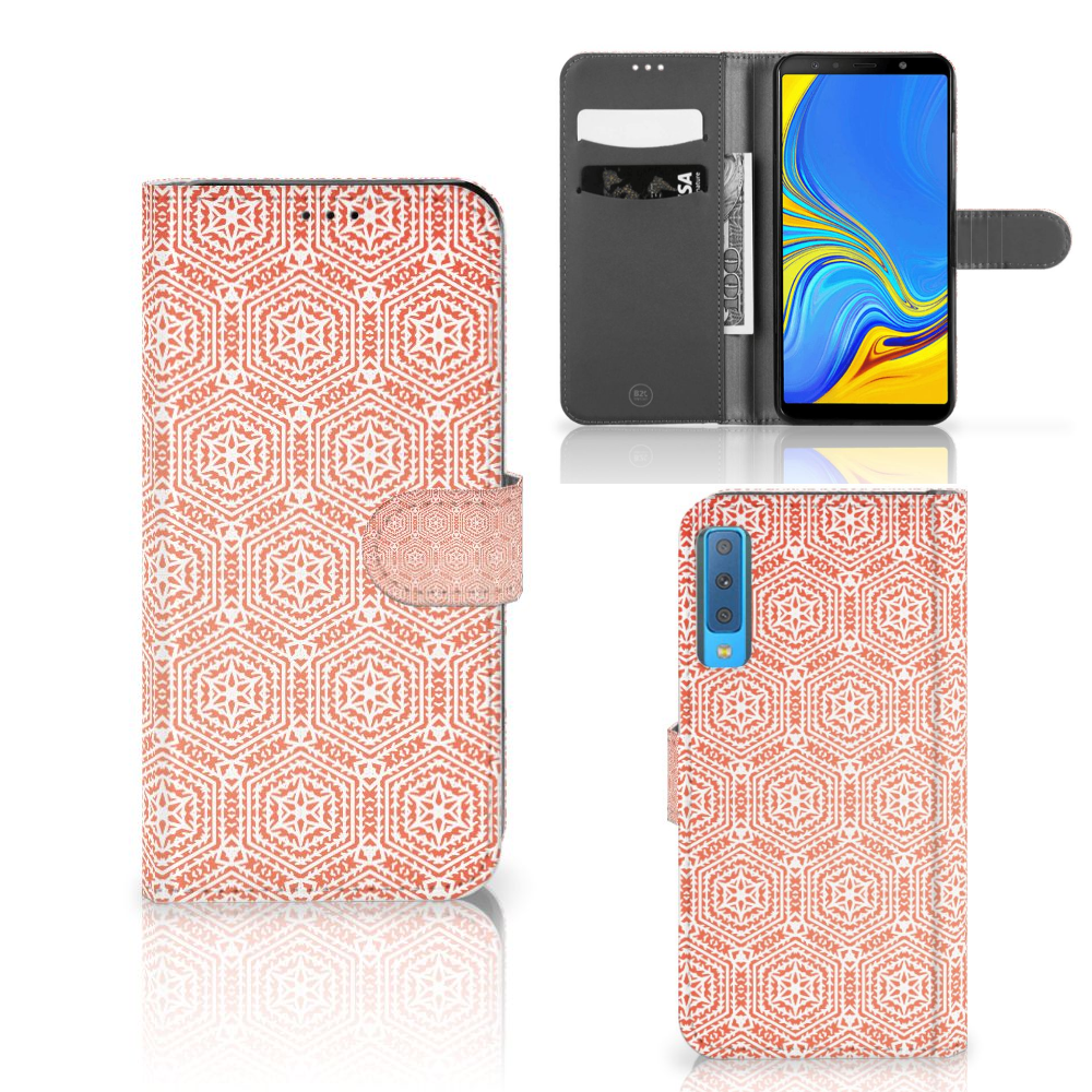 Samsung Galaxy A7 (2018) Telefoon Hoesje Pattern Orange