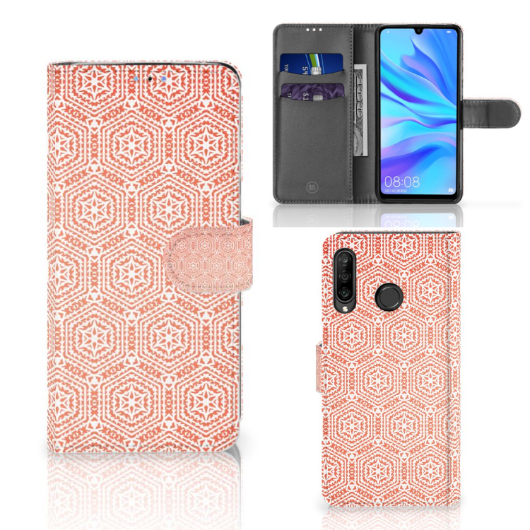 Huawei P30 Lite (2020) Telefoon Hoesje Pattern Orange