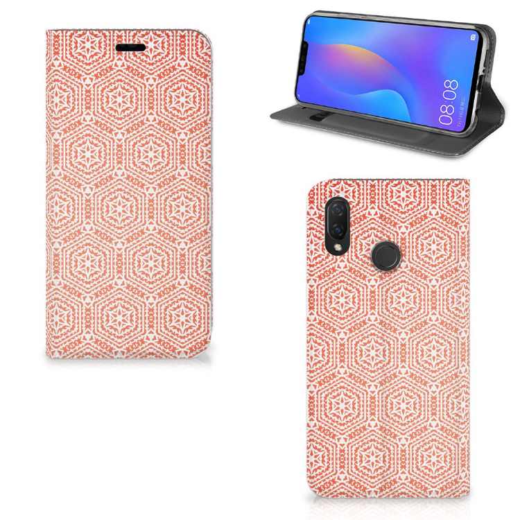 Huawei P Smart Plus Hoesje met Magneet Pattern Orange